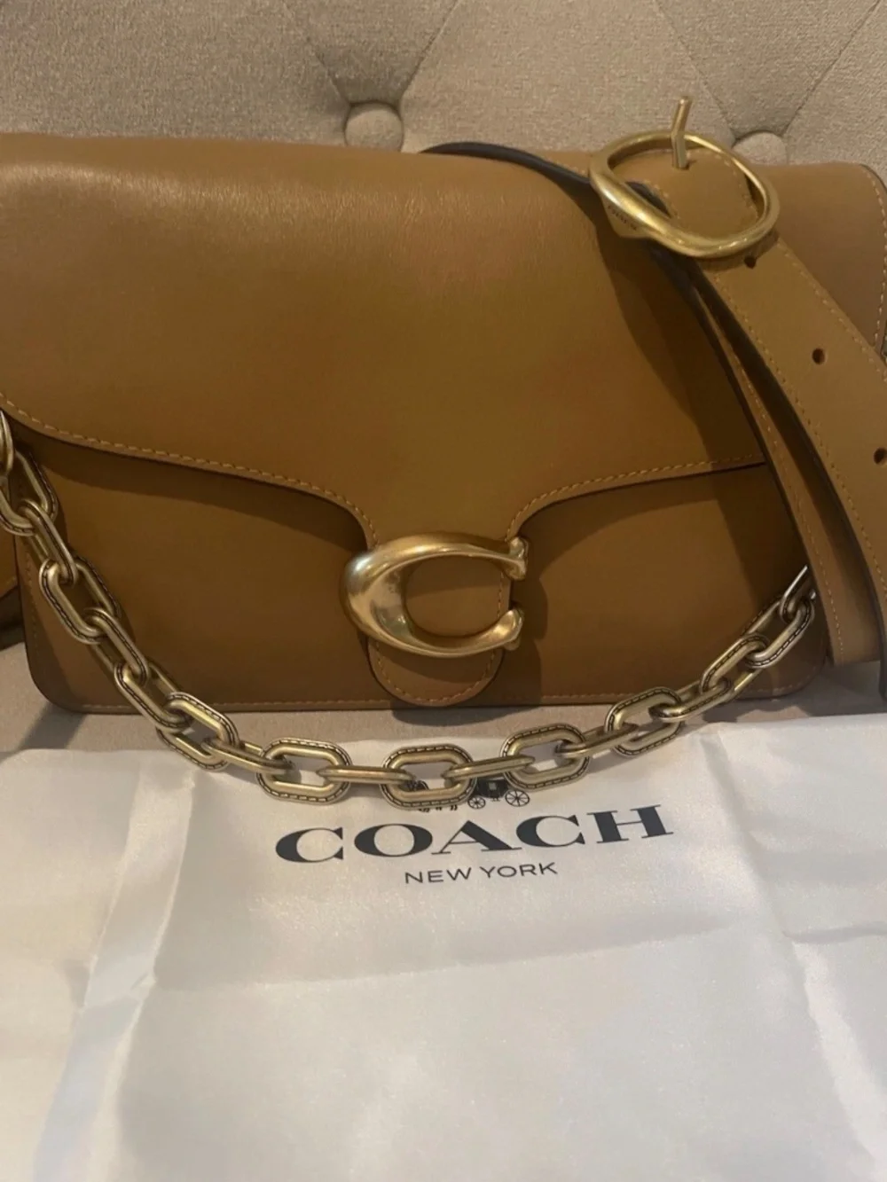 Coach Chain Tabby Honey Brown Leather With Brass Hardware Shoulder Bag CY919 NWT
